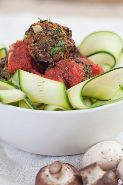 Mushroom Meatballs Zucchini Pasta