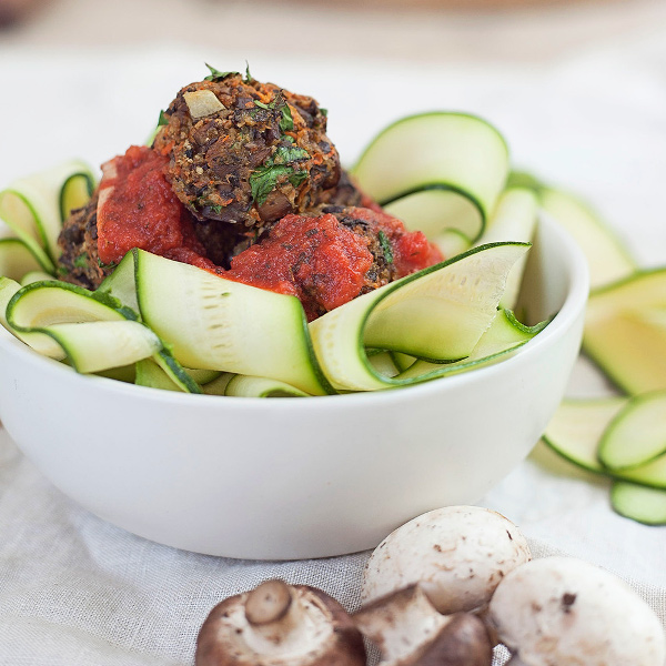 Mushroom Meatballs Zucchini Pasta