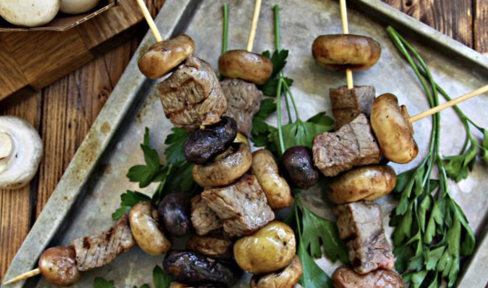 Steak, Potato and Mushroom Kabobs