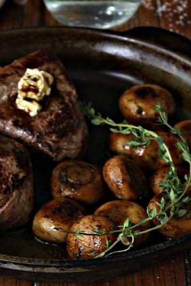 Steak with Herb Sautéed Mushrooms