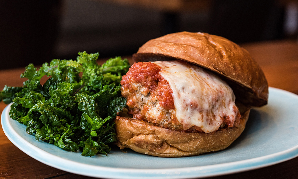 Beef and Maitake Mushroom Meatball Burger