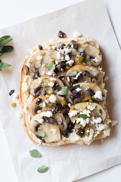 Hummus Toast with Marinated Mushrooms