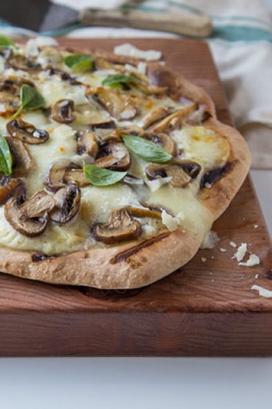 Three Mushroom and Garlic Grilled Pizza