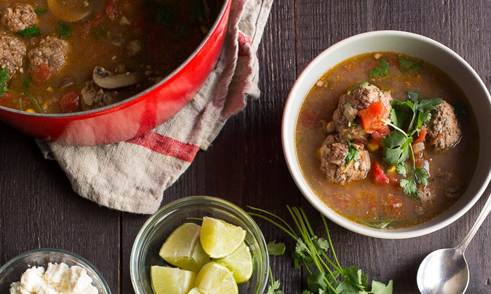 Mexican Mushroom Meatball Soup