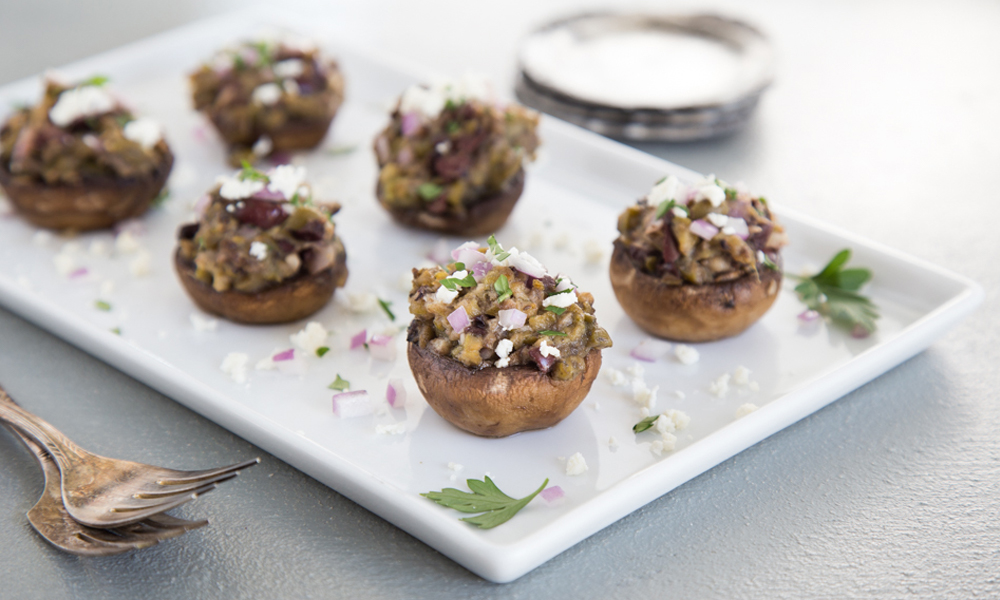 Olive and Feta Stuffed Mushrooms