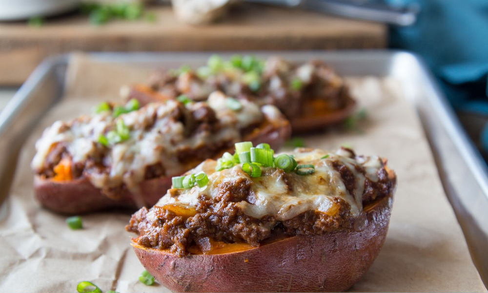 Turkey & Mushroom BBQ Stuffed Sweet Potatoes