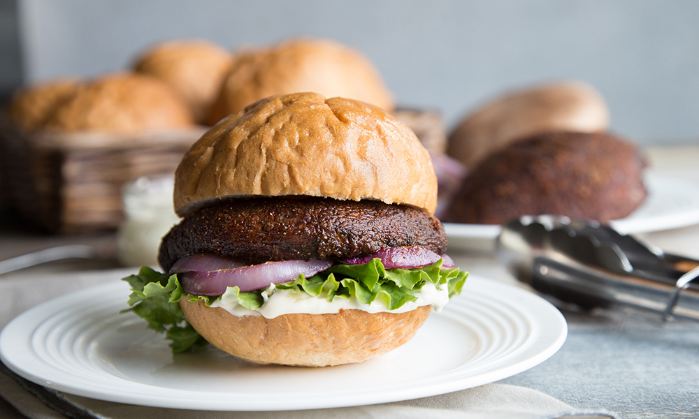 Grilled Portabella Burger With Garlic Mayo