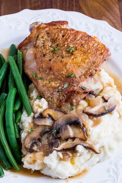 Holiday Meal With Mushroom Gravy