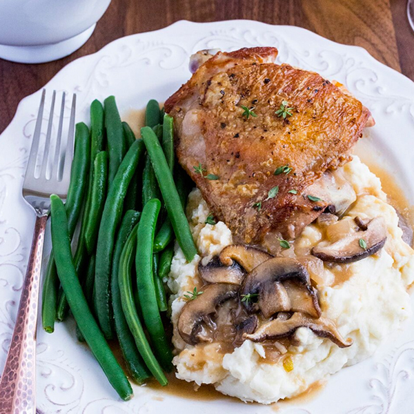 Holiday Meal With Mushroom Gravy