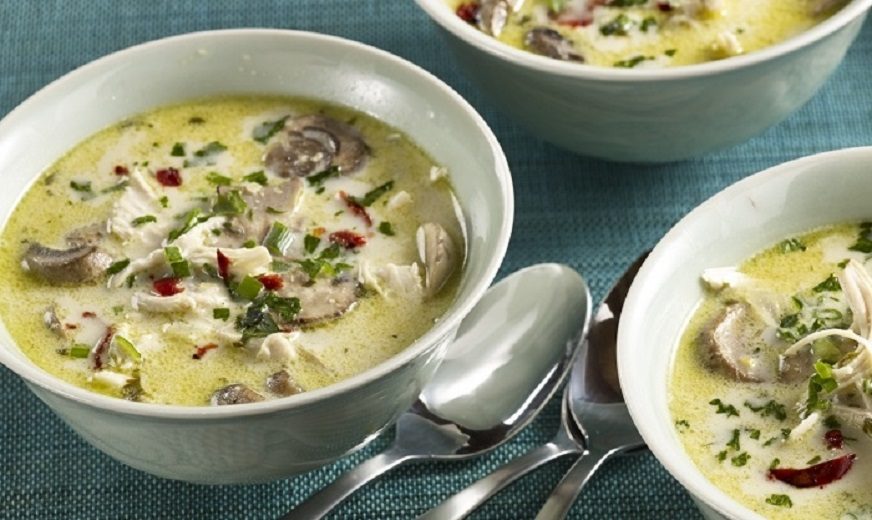 Thai-Style Coconut Chicken Mushroom Soup