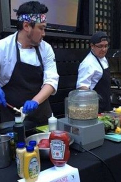 Chefs competing at the Blended Burger Battle.