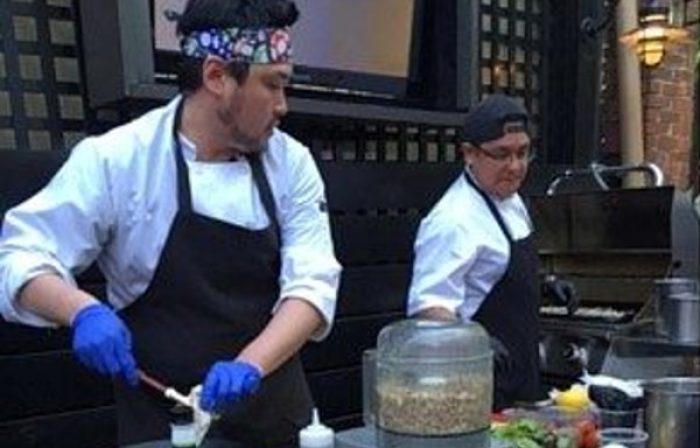 Chefs competing at the Blended Burger Battle.