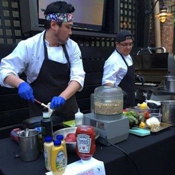 Chefs competing at the Blended Burger Battle.