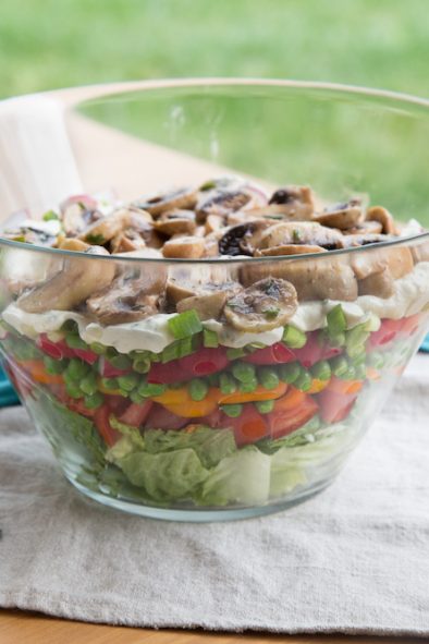 7-Layer-Salad with mushrooms