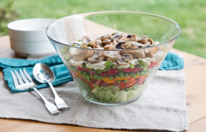 7-Layer-Salad with mushrooms