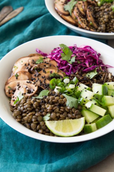 Mushroom Bowls with Lentils and Wild Rice