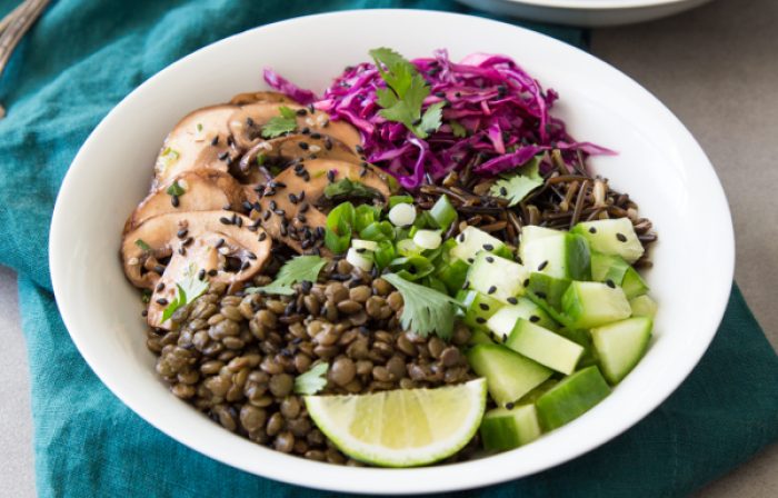 Mushroom Bowls with Lentils and Wild Rice