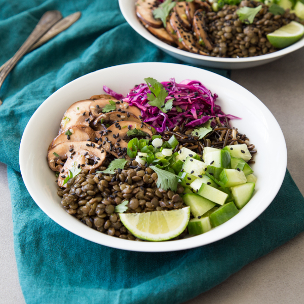 Mushroom Bowls with Lentils and Wild Rice
