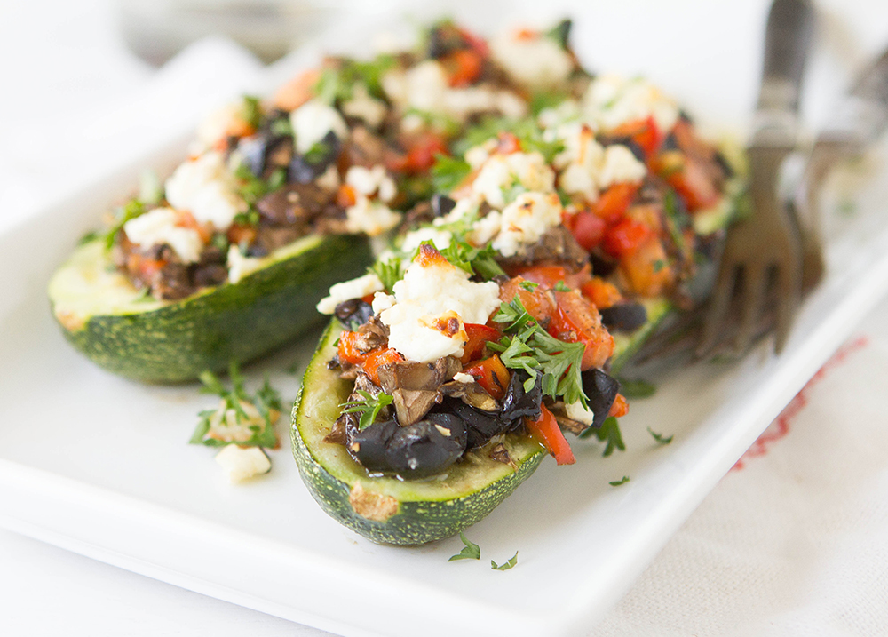 Mediterranean Mushroom-Zucchini Boats