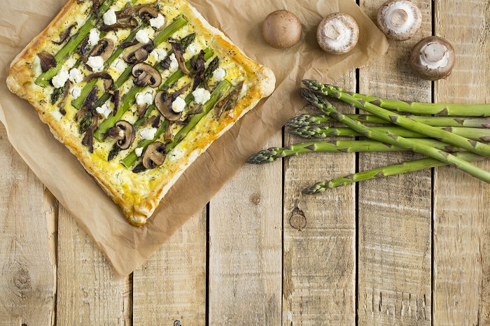 Mushroom Asparagus Goat Cheese Tart
