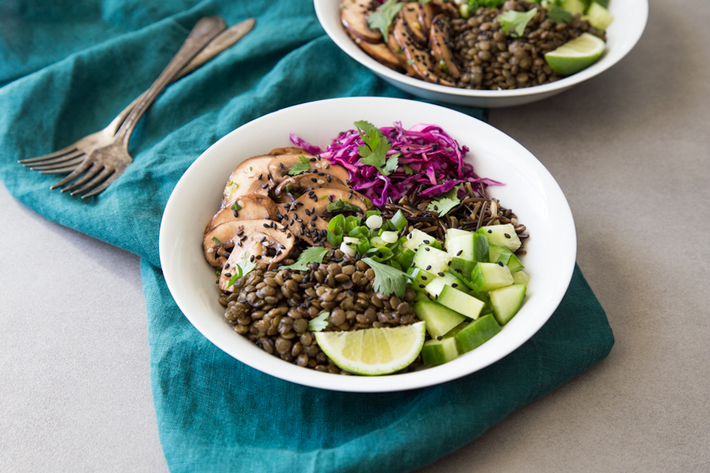 Marinated Mushroom Bowls with Lentils