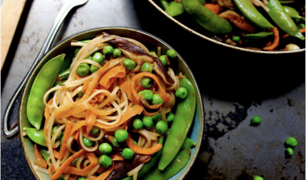 Rice Noodle Green Pea Stir-Fry