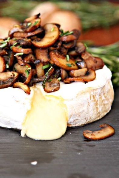 Savory Baked Brie with Crispy Mushrooms