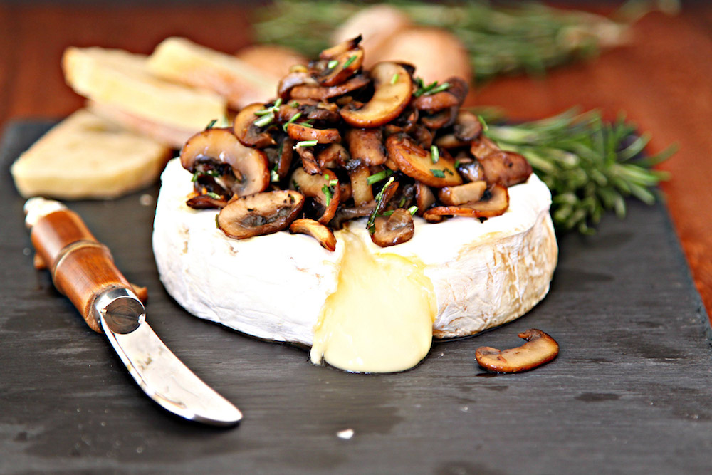 Savory Baked Brie with Crispy Mushrooms