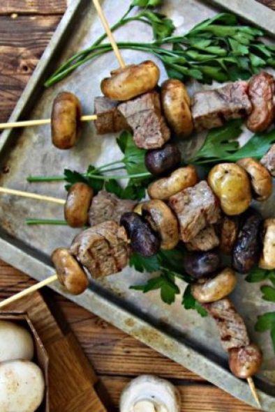 Steak, Potato and Mushroom Kebabs