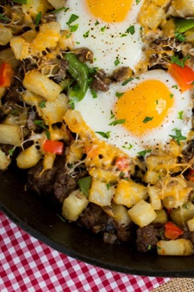 Potato Breakfast Hash with Eggs & Mushrooms