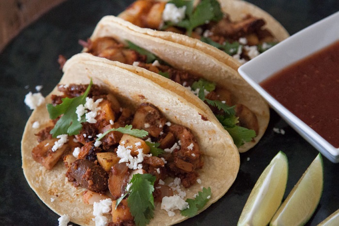 Mushroom, Potato and Chorizo Tacos