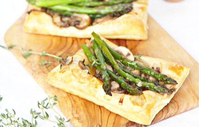 Sautéed Mushroom Asparagus Puff Pastry