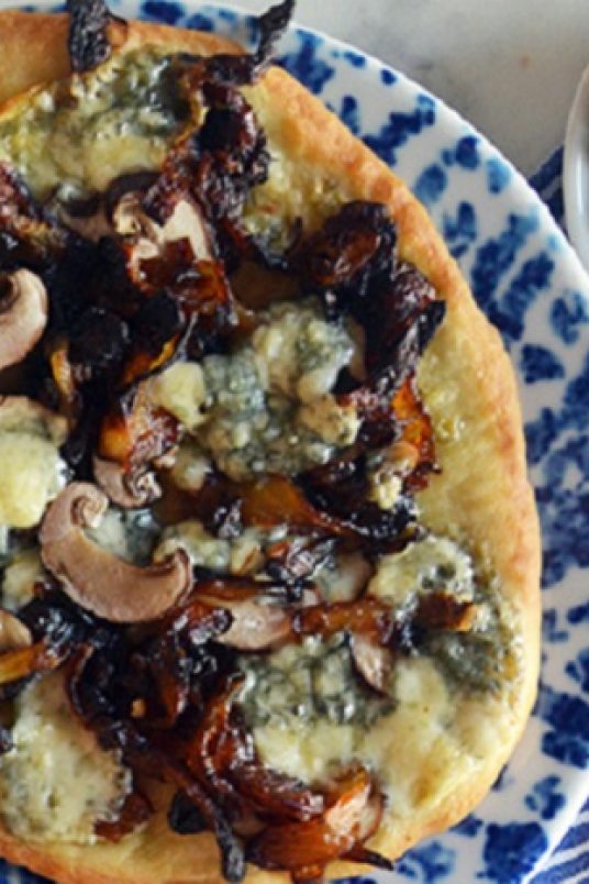 Mushroom, Caramelized Onion & Blue Cheese Flatbreads Mushroom Recipes