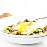 Roasted Mushrooms, Brussels Sprouts and Bacon Hash