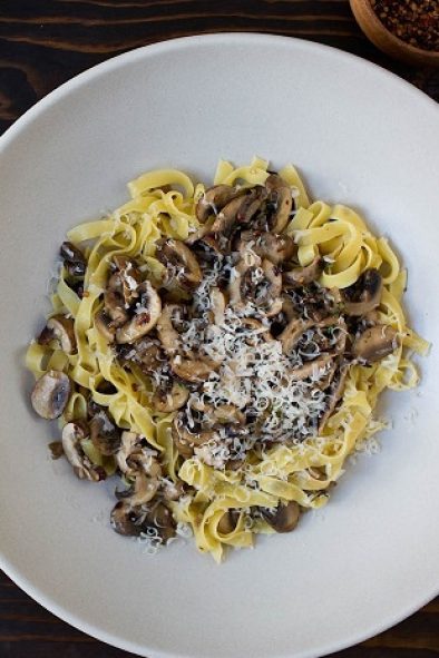 Tagliatelle Pasta with a Light Mushroom Sauce