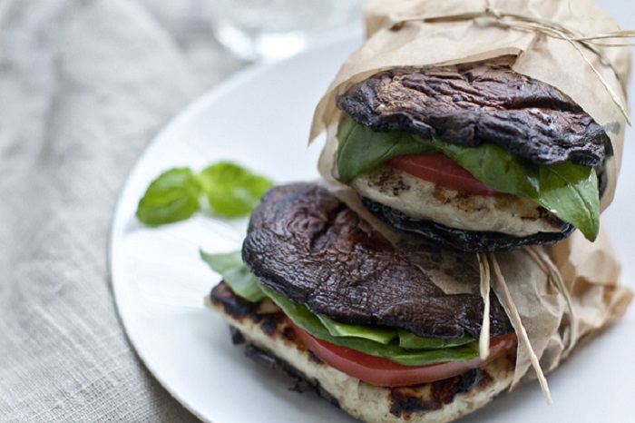 Portabella with Halloumi 'Burgers'