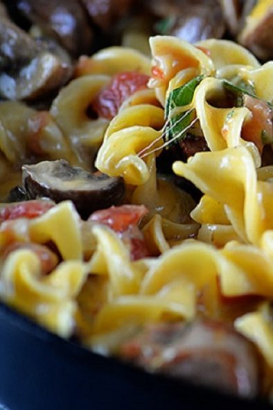 Cheesy Mushroom Sausage Pasta