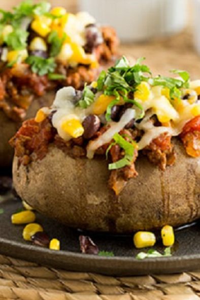 Chili Loaded Baked Potatoes