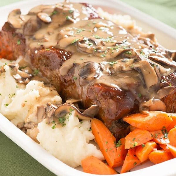 Mushroom Meatloaf with Mushroom Gravy