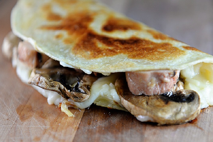 Mushroom and Chicken Quesadilla