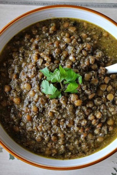 Mushroom and Green Lentil Soup