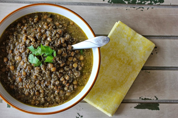 Mushroom and Green Lentil Soup