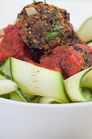 Mushroom Veggie 'Meatballs' and Zucchini Pasta