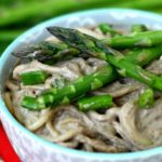 Pasta with Asparagus and Creamy Mushroom Sauce