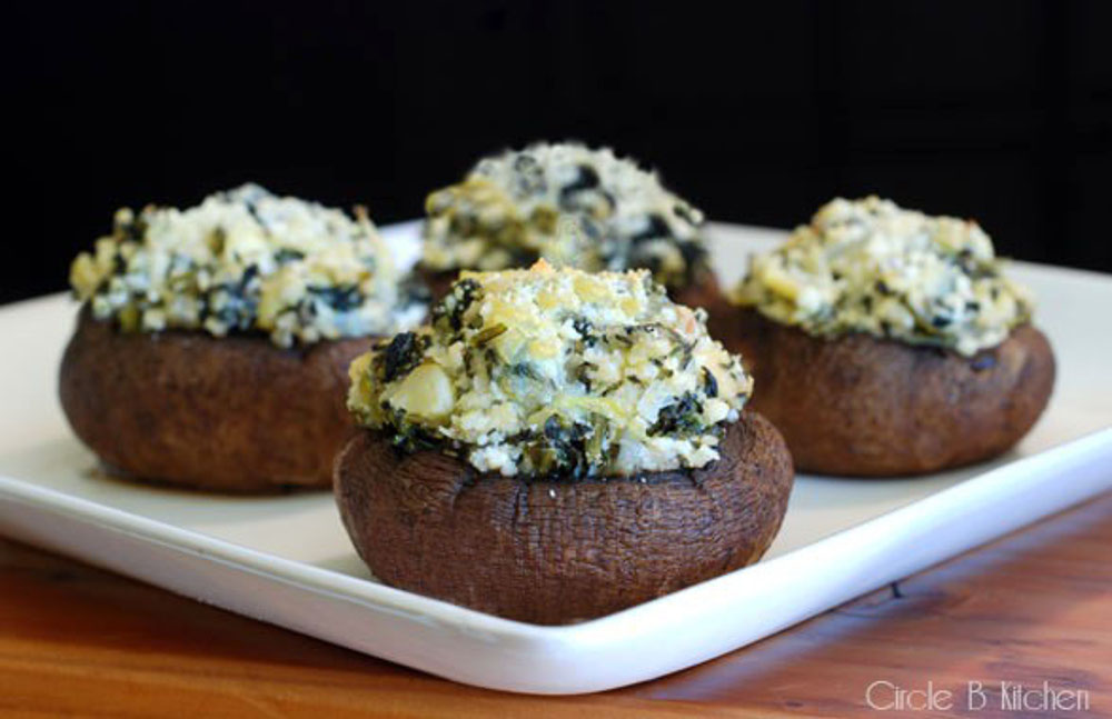 Artichoke, Spinach and Goat Cheese-Stuffed Mushrooms