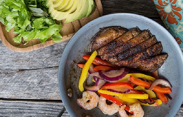 Surf and Turf Shrimp Portabella Fajitas