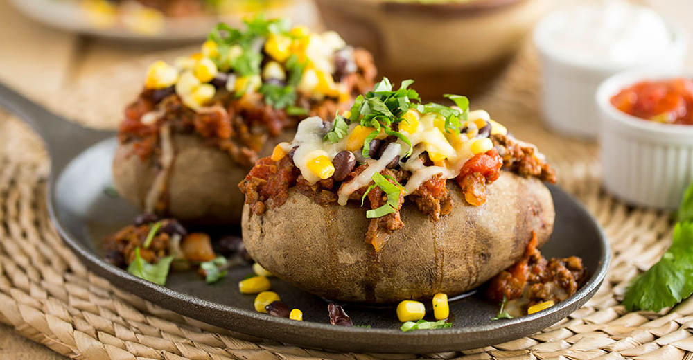 Chili Loaded Baked Potatoes