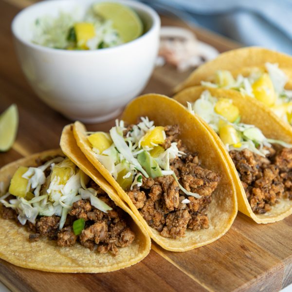 Blended Al Pastor Tacos with Pineapple Jalapeno Slaw