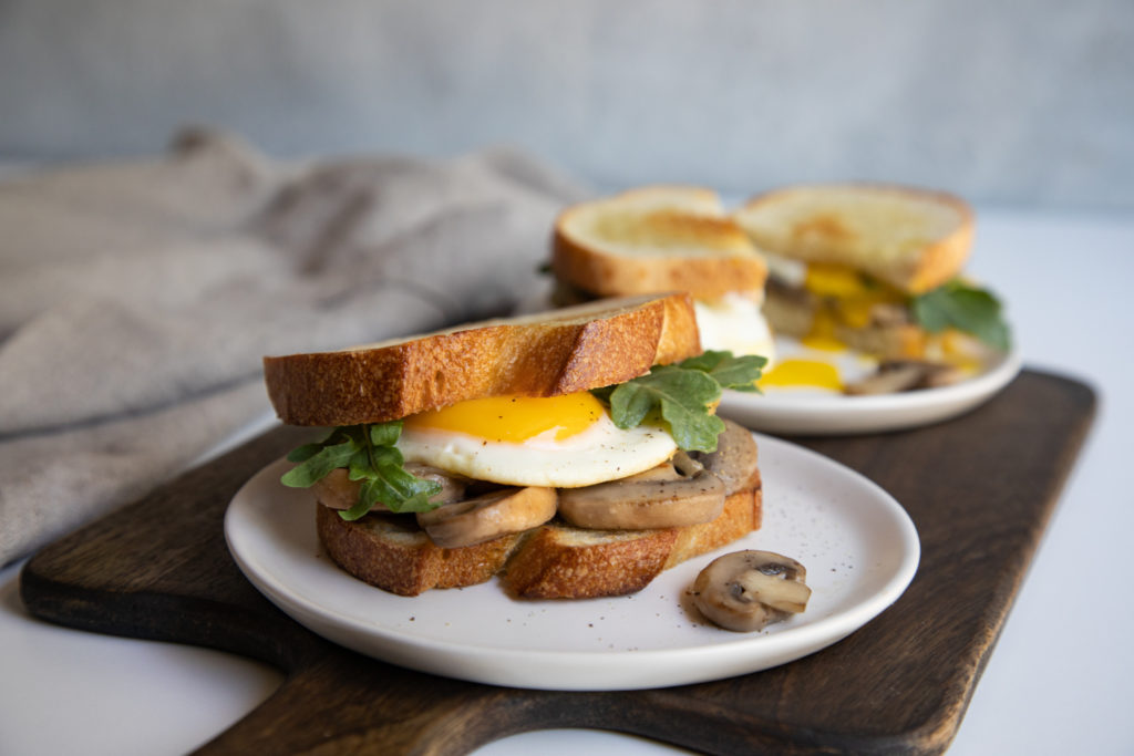 Egg and Mushroom Sandwiches on Sourdough