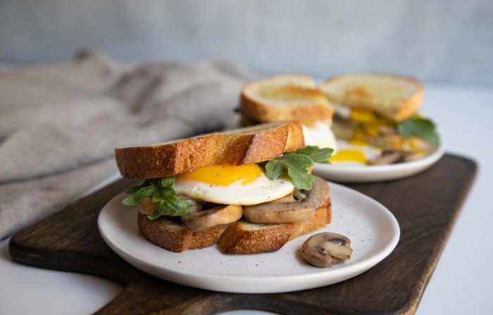 Egg and Mushroom Sandwiches on Sourdough